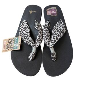 Sanuk Yoga Slinger Print Cheetah Animal Print Sandals Womens 6 SWS10538 NEW